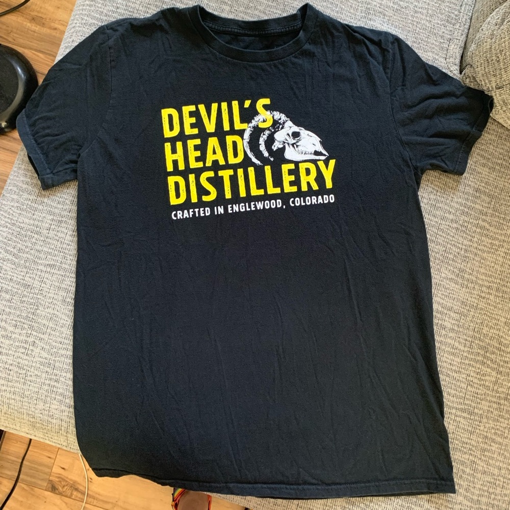 Black T-Shirt from Devil’s Head Distillery in Englewood, Colorado Men’s Size L